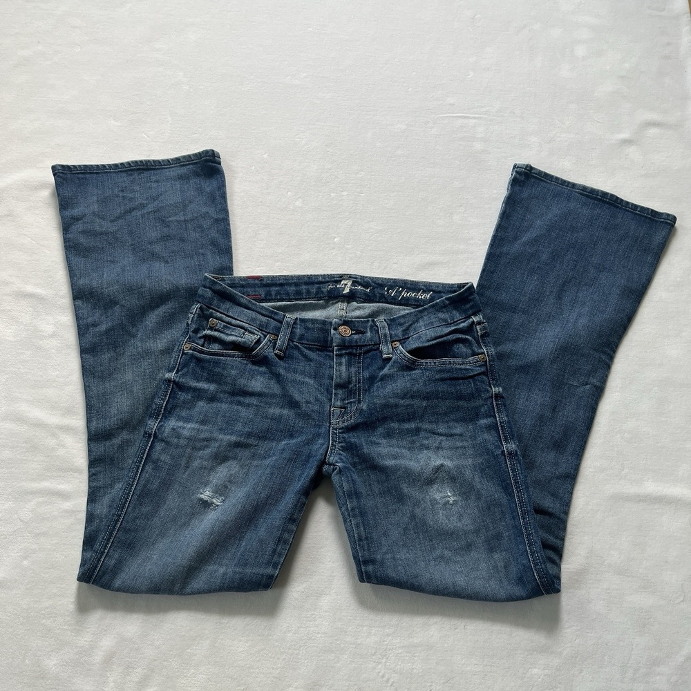Y2K 7 For All Mankind Bootcut Low Rise Jeans Sz 25 'A' Pocket Bootcut Women's